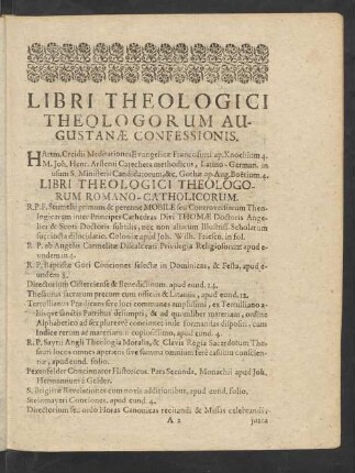 Libri Theologici Theologorum Romano-Catholicorum.