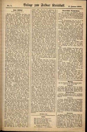 Zweite Ausgabe vom Samstag, den 17. Januar 1880.