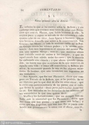 §. I. Varias opiniones sobre la Belleza.