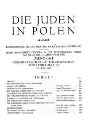 Die Juden in Polen / Red. Leitung: Majer Bałaban