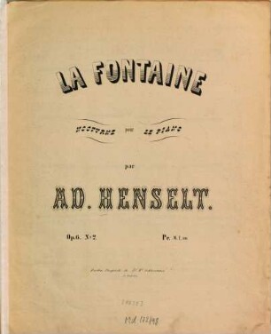 La fontaine : nocturne pour le piano ; op. 6,2