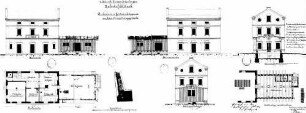 Altbach: Empfangsgebäude Güterschuppen Grundriss,Balkenlage,Ansichten,Schnitt