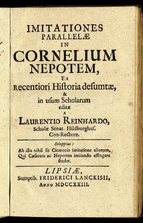 Imitationes Parallelæ In Cornelium Nepotem