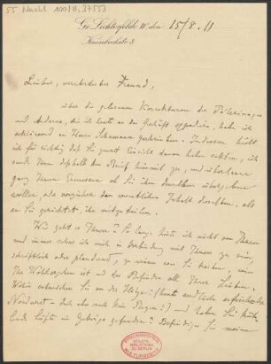 Brief an B. Schott's Söhne : 15.08.1911
