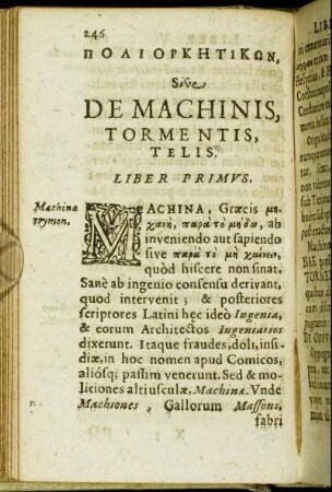 Πολιορκητικων, Sive De Machinis, Tormentis, Telis.