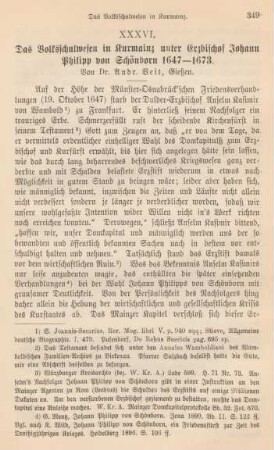 349-362 Das Volksschulwesen in Kurmainz unter Erzbischof Johann Philipp von Schönborn 1647-1673