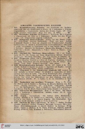 Almanache, Taschenbücher, Kalender (Nr. 1-15)