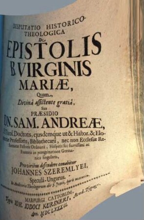 Disputatio Historico-Theologica De Epistolis B. Virginis Mariae