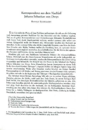 389-391 Korrespondenz aus dem Nachlaß Johann Sebastian von Dreys