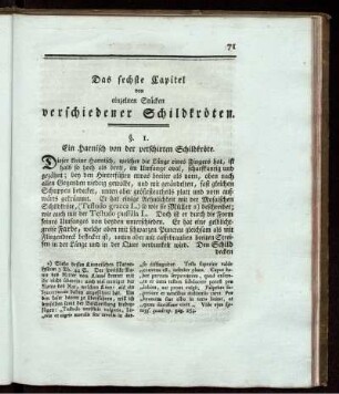 Das sechste Capitel von einzelnen Stücken verschiedener Schildkröten
