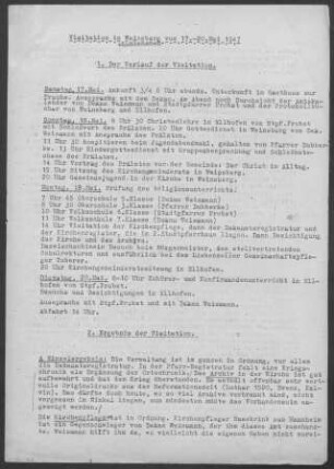 Weinsberg: Visitationsbericht mit Pfarrbericht 1947