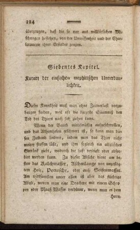 Siebentes Kapitel. Kurart der einfachen mephitischen Unverdaulichkeit.