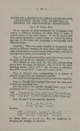 Notes a Method in Areal coordinates, connected with the geometrical method of orthogonal projection.