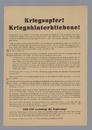 "Kriegsopfer! Kriegshinterbliebene!"