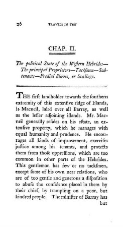 CHAPTER II. - The political State of the Western Hebrides---The principal Proprietors---Tacksmen--Subtenants---Predial Slaves, or Scallags