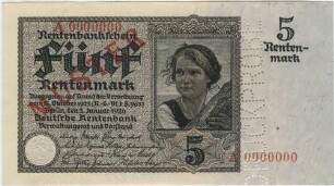 5 Rentenmark - Muster