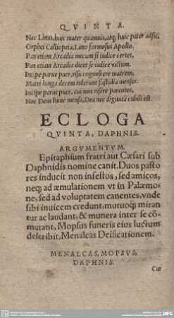 Ecologa Quinta, Daphnis.