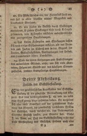 Dritte Abtheilung. Zufälle der Selbstbefleckung.