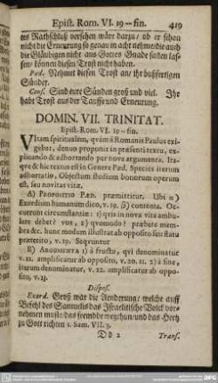 Domin. VII. Trinitat. Epist. Rom. VI. 19-fin.
