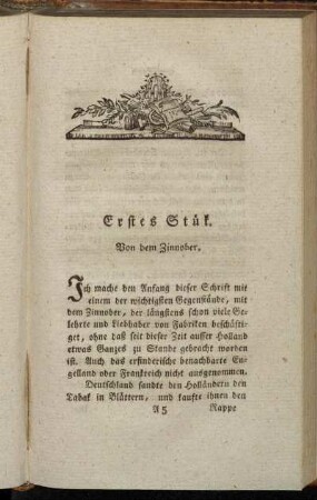 Erstes Stük. Von dem Zinnober.