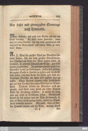 Am sechs und zwanzigsten Sonntage nach Trinitatis.