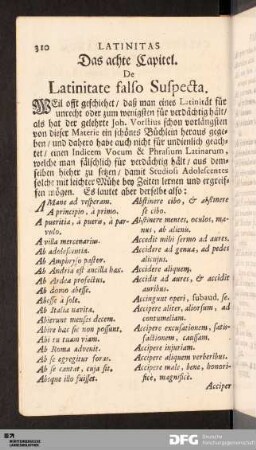 Das achte Capitel. De Latinitate falso Suspecta