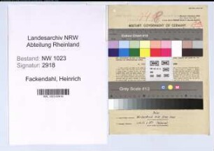 Entnazifizierung Heinrich Fackendahl , geb. 17.08.1900 (Zollsekretaer)