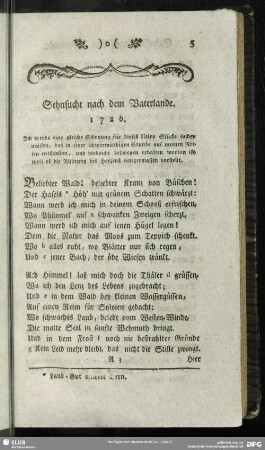 Sehnsucht nach dem Vaterlande 1726