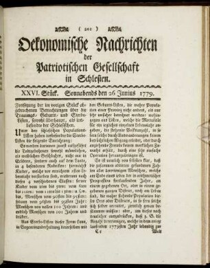 XXVI. Stück. Sonnabends den 26 Junius. 1779.