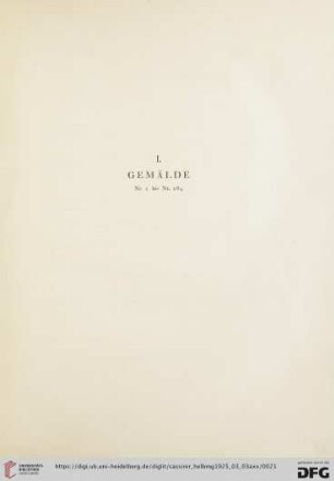 I. Gemälde (Nr. 1-184)