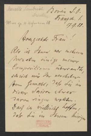 Brief an Marcella Sembrich : 17.09.1888