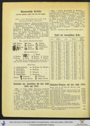 Tafel der beweglichen Feste.