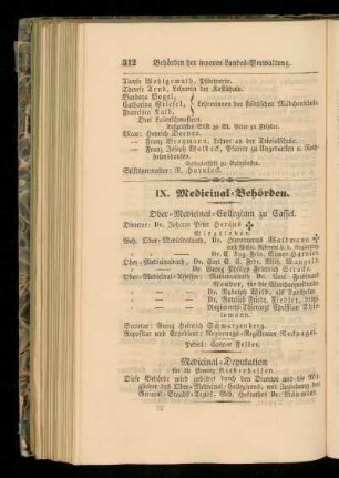IX. Medicinal=Behörden.