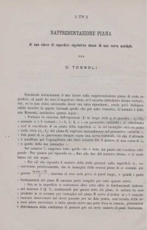Rappresentazione piana di una classe di superficie algebriche dotate du una curva mutipla.