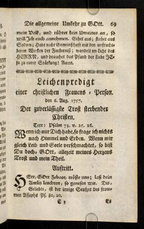 69-75, Text; Auftritt; Eingang; Gebet