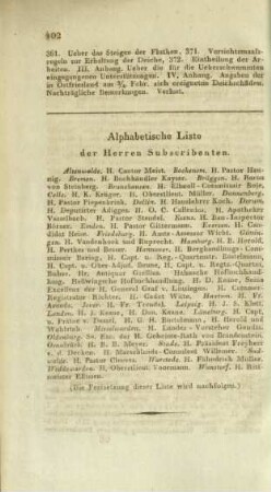 Alphabetische Liste der Herren Subscribenten
