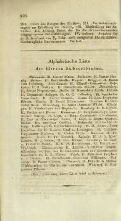 Alphabetische Liste der Herren Subscribenten