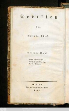 Bd. 19: Glück giebt Verstand. Der funfzehnte November. Tod des Dichters