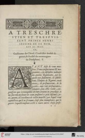 A tres chrestien et tres pvissant Prince Henri Second de ce nom, Roy de France