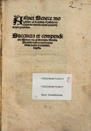 Ad Lucillium Epistolarum opus de vivendi ratione praeclarum