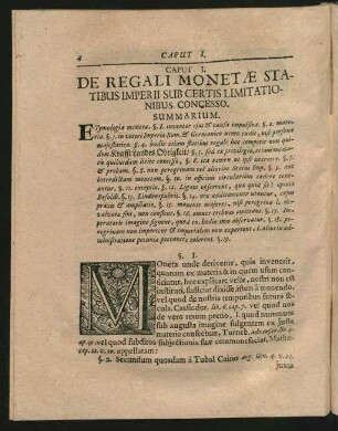 Caput I. De Regali Monetae Statibus Imperii Sub Certis Limitationibus Concesso.