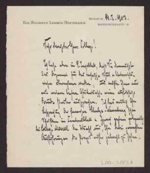 Schreiben an Hermann Muthesius (Brief)