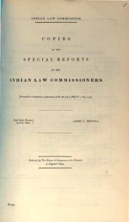 Copies of the special reports of the Indian law commissioners