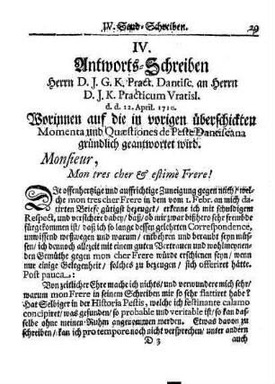 IV. Antworts-Schreiben