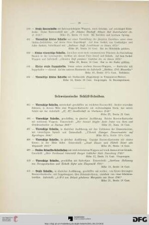 Schweizerische Schliff-Scheiben (Nr. 405-427)