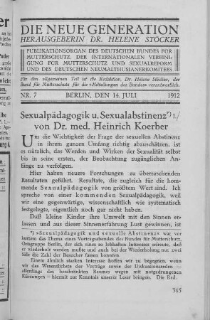 Sexualpädagogik u. Sexualabstinenz