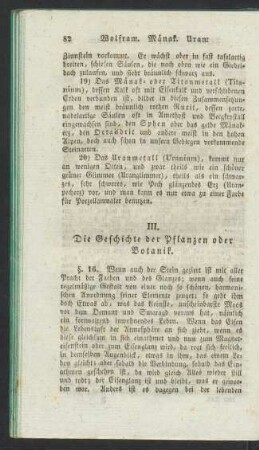 III. Die Geschichte der Pflanzen oder Botanik.