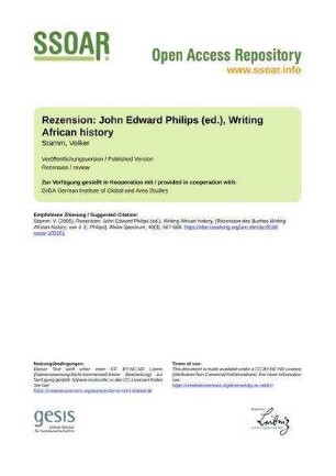 Rezension: John Edward Philips (ed.), Writing African history