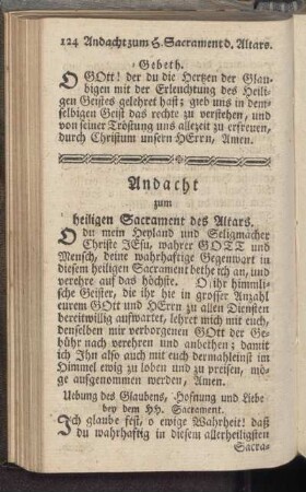 Andacht zum heiligen Sacrament des Altars