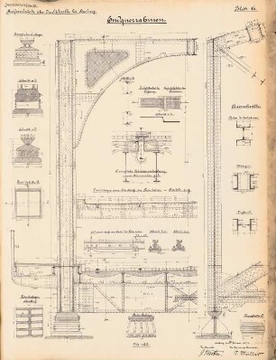Straßenbrücke über die Süderelbe, Hamburg-Harburg: Endqerrahmen: Ansichten, Schnitte, Details 1:20, 1:10